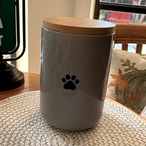 NEW Gray Signature Paw Housewares Incorporated Ceramic Dog Treat Canister